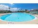 Community swimming pool with blue skies, palm trees, and lounge chairs at 11407 3Rd N St # 1, St Petersburg, FL 33716