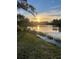 Beautiful sunset reflecting over a tranquil lake with a grassy shoreline at 11720 Winterset Cove Dr, Riverview, FL 33579