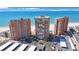 Panoramic aerial shot of the condo towers with beautiful beach access at 17920 Gulf Blvd # 1103, Redington Shores, FL 33708