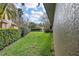 Spacious backyard with lush lawn and privacy hedges, providing a serene outdoor space at 2981 Northfield Dr, Tarpon Springs, FL 34688
