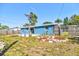 Spacious backyard with a wooden fence, rock landscaping and mature trees at 5600 Bay Ne St, St Petersburg, FL 33703