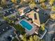 Aerial view of community pool and clubhouse at 17106 Carrington Park Dr # 627, Tampa, FL 33647