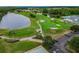 Scenic aerial view of the community golf course and lake, showcasing the surrounding homes at 10416 Moshie Ln, San Antonio, FL 33576
