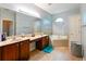 Bright bathroom features a soaking tub, dual sink vanity, and updated lighting at 20330 Natures Corner Dr, Tampa, FL 33647