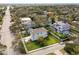 An aerial view of a home with a well-manicured lawn nestled among mature trees in a quiet neighborhood at 3201 S Manhattan Ave, Tampa, FL 33629