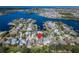 Aerial view of a waterfront community showing the home's location on the water at 410 Manns Harbor Dr, Apollo Beach, FL 33572