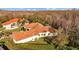 Aerial view of a lovely home with a red tile roof, screened pool and lush backyard at 5204 Avenue La Crosse, Lutz, FL 33558