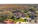 A high angle shot show cases the circular brick paver driveway and lush landscaping at 5204 Avenue La Crosse, Lutz, FL 33558