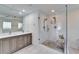 Modern bathroom showcasing a glass shower, and a double vanity at 547 Suwanee Cir, Tampa, FL 33606