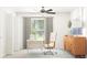 Inviting home office with white desk, modern decor, and a comfortable chair at 10212 Gentle Rain Dr, Land O Lakes, FL 34638