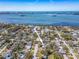 Location aerial view of the neighborhood with city and bay views in the background at 1108 Commodore St, Clearwater, FL 33755