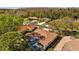 An aerial shot of a neighborhood street surrounded by lush trees and mature landscaping at 1213 Halifax Ct, Tarpon Springs, FL 34688