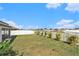 Expansive backyard featuring a white fence and a serene lake view, ideal for relaxation and recreation at 14330 Fissore Blvd, Wimauma, FL 33598