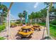 Charming community picnic area featuring shaded picnic tables surrounded by lush landscaping and palm trees at 2113 Canal Dr # B2, Bradenton, FL 34207