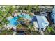 Aerial view of a community pool surrounded by tropical palm trees and ample seating for residents at 4054 Rocky Shores Dr, Tampa, FL 33634