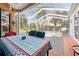 Outdoor dining in screened patio overlooking refreshing pool at 13542 Summerwood Ct, Hudson, FL 34667