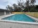 Community pool has brick surround and new wood fence with mature shade trees at 204 Pine Tulip Ct # 102, Tampa, FL 33612