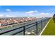 Beautiful balcony view overlooking a canal with boat docks, buildings, and a skyline in the distance at 400 150Th Ave # 206, Madeira Beach, FL 33708