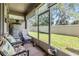 Relaxing screened-in patio overlooking the green backyard at 450 Harbor Springs Dr, Palm Harbor, FL 34683