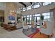 Bright clubhouse lobby with soaring ceilings, modern decor, comfortable seating, and views of the outdoor amenities at 6113 Plover Meadow St, Lithia, FL 33547