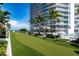 Turf area with lounge seating, palm trees, and a high rise building at 175 1St S St # 1204, St Petersburg, FL 33701