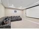 Comfortable media room with a large projector screen and leather reclining seating for entertainment at 3667 Arbor Chase Dr, Palm Harbor, FL 34683