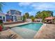 Backyard pool boasts a stone deck, a fountain feature, and plenty of space for outdoor entertaining at 3727 38Th N St, St Petersburg, FL 33713