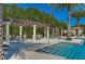 Relaxing pool with a pergola-covered seating area and mature landscaping at 4627 Tramanto Ln, Wesley Chapel, FL 33543