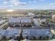 Aerial of the townhome community showcasing waterfront living with private boat docks, and views of Tampa Bay at 6007 Anchorage Way, St Petersburg, FL 33712