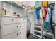 Organized closet featuring a dresser, clothing rack, and shelves with toys and storage bins at 10405 Villa View Cir # 10405, Tampa, FL 33647