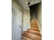 Interior staircase featuring wooden steps, white railing, and natural light at 27901 Pleasure Ride Loop, Wesley Chapel, FL 33544