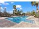 Community pool featuring palm trees, comfortable lounge chairs and a zero entry access point at 30554 Pecan Valley Loop, Wesley Chapel, FL 33543