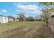 Expansive backyard with mature trees providing shade and privacy, a wooden fence, and ample space at 4423 Hill Dr, Valrico, FL 33596