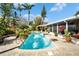 Backyard swimming pool featuring lush tropical landscaping and brick pavers at 5110 Crestmore Ct, Tampa, FL 33624