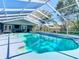 Bright, screened-in pool with comfortable seating on the back patio and clear views of the yard at 5253 Sandra Dr, Weeki Wachee, FL 34607
