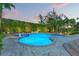 Inviting in-ground pool with spa, surrounded by tropical landscaping and a tiled patio area at 866 S Davis Blvd, Tampa, FL 33606
