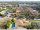 A beautiful home with a refreshing pool, captured from above, in a scenic neighborhood setting at 3900 W Platt St, Tampa, FL 33609