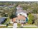 Aerial shot reveals a beautiful home with a private pool and lush, mature trees at 3900 W Platt St, Tampa, FL 33609