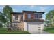 Modern two-story home with stone accents, sleek lines, and a two-car garage at 405 Tennessee Ave, Crystal Beach, FL 34681