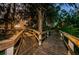 Picturesque wooden boardwalk with sunset peeking through the trees at 4677 Aylesford Dr, Palm Harbor, FL 34685