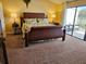 Cozy bedroom with a large bed, bedside tables, and sliding glass doors to the outside at 530 Sandy Hook Rd, Treasure Island, FL 33706