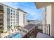 View of the community pool from the balcony of this condo at 1238 E Kennedy Blvd # 704S, Tampa, FL 33602