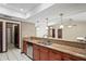 Kitchen sink featuring granite countertop and modern lighting fixtures at 13112 Groveland St, Spring Hill, FL 34609