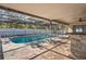 View of the screened-in pool and patio area that includes a covered space with bar at 13112 Groveland St, Spring Hill, FL 34609