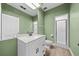 Green-painted bathroom with new modern sink, vanity, toilet, and shower at 5010 Bayshore Blvd # 9, Tampa, FL 33611