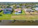 Aerial view showcasing the backyard, lake, and surrounding neighborhood at 5325 Sandy Shell Dr, Apollo Beach, FL 33572