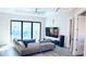 Modern living room boasts a plush sofa and sliding glass doors that overlook a refreshing swimming pool at 809 30Th E Ct, Bradenton, FL 34208