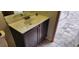 Cozy bathroom featuring a white sink, dark cabinets, and neutral walls at 1550 Chateau Wood Dr, Clearwater, FL 33764