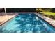 Sparkling in ground pool with brick trim and adjacent green space at 1550 Chateau Wood Dr, Clearwater, FL 33764