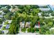 Aerial view of a home near a park, surrounded by mature trees in a quiet neighborhood at 1857 Castle Woods Dr, Clearwater, FL 33759